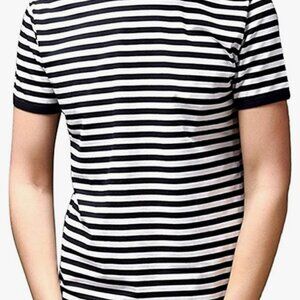 Ezsskj Black and White Striped T-Shirt - Adult/Mens size M - see measurements